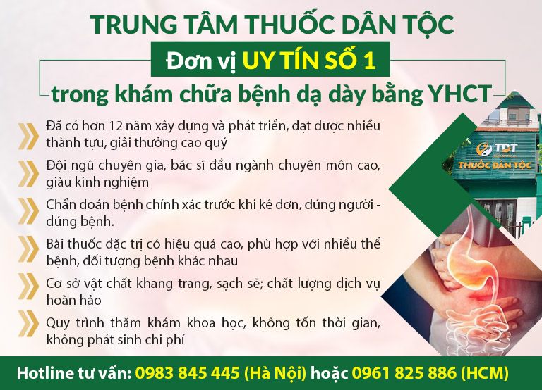 Ưu điểm Trung tâm Thuốc dân tộc trong điều trị bệnh dạ dày