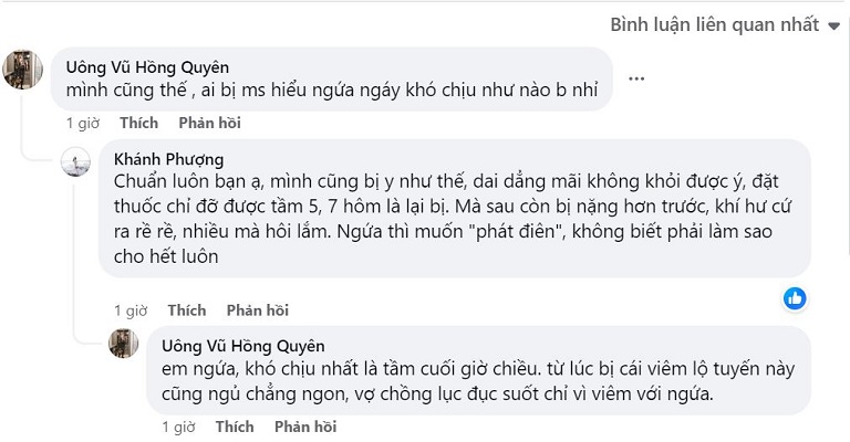 Một số bình luận chia sẻ "đồng cảnh ngộ" khi bị viêm lộ tuyến